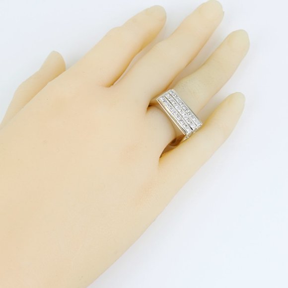 14k White Gold Princess-Cut Diamond Modern Offset Anniversary Band Cocktail Ring - Picture 9 of 9